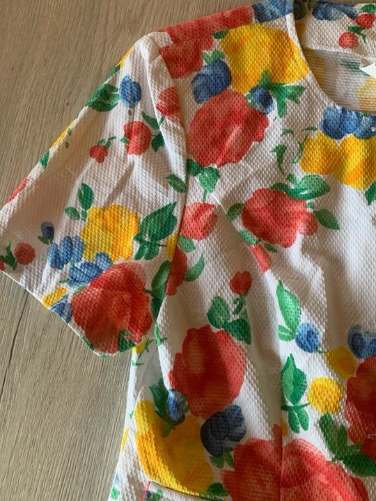 Tailleur jupe en coton fleuri - vintage 80 - taille 36