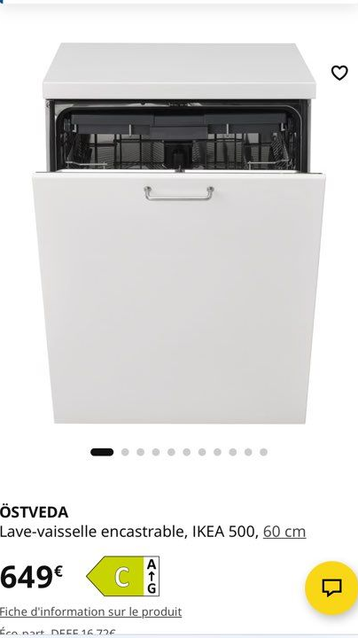Lave vaiselle encastrable IKEA 60cm östveda neuf emballé