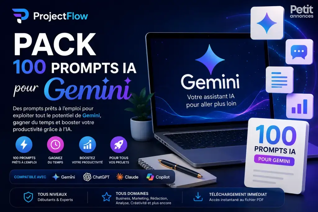 ProjectFlow – Pack 100 Prompts IA pour Gemini