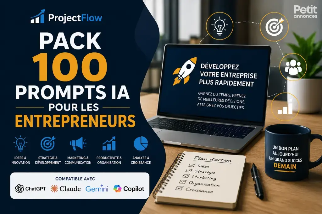 ProjectFlow – Pack 100 Prompts IA pour les Entrepreneurs