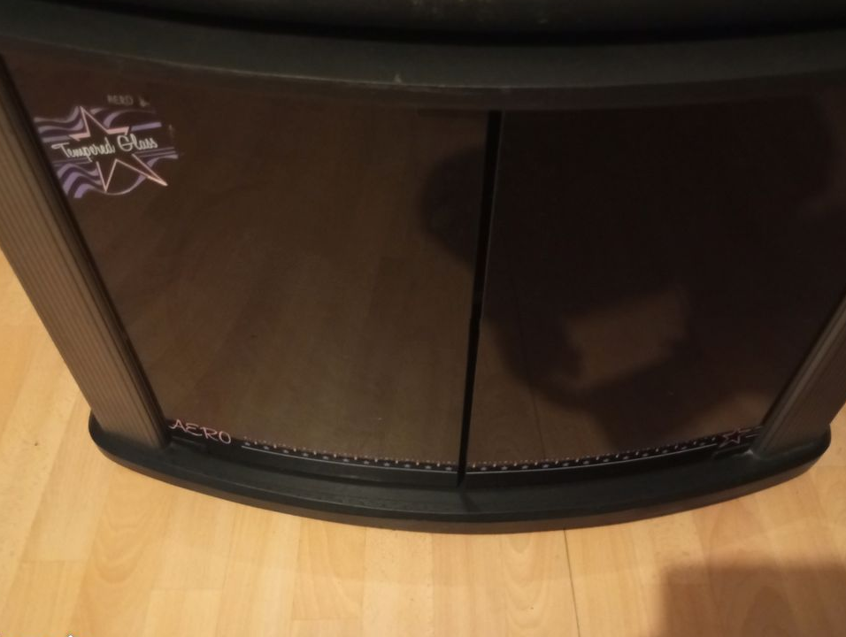 Meuble TV noir avec portes verre fumé rangement meuble television