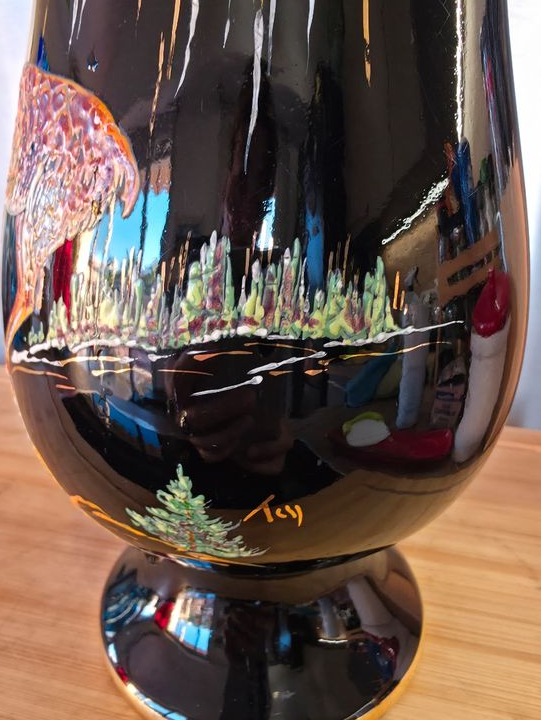 Vase Vintage Céramique Vallauris / Gap 27 cm – Signé Tess – Chamois