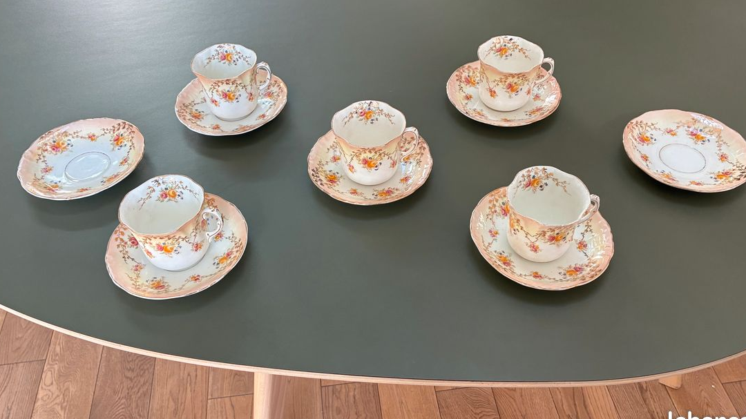 Service à Café / Thé / Dessert en porcelaine anglaise de la fin du 19 ème siècle