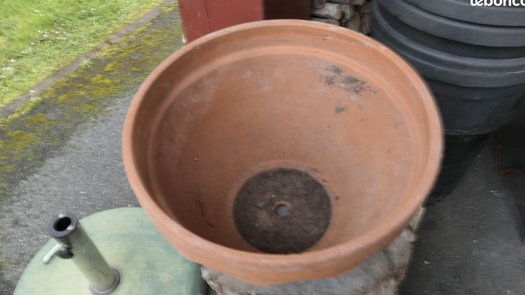 Grand pot de fleurs en terre