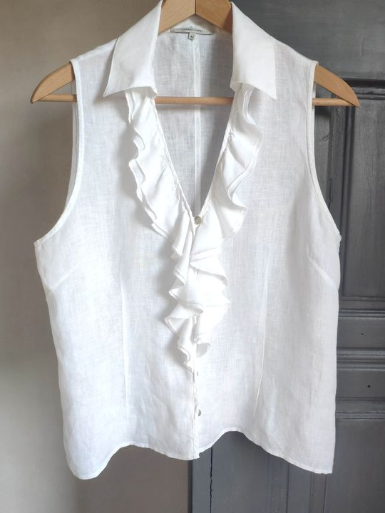 🌼 Très jolie chemisette blanche en lin/ Gérard Darel/Taille 40-42/ Impeccable  🌼