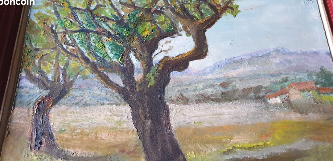 J. Albrand « Huile sur panneau » Paysage des alpilles