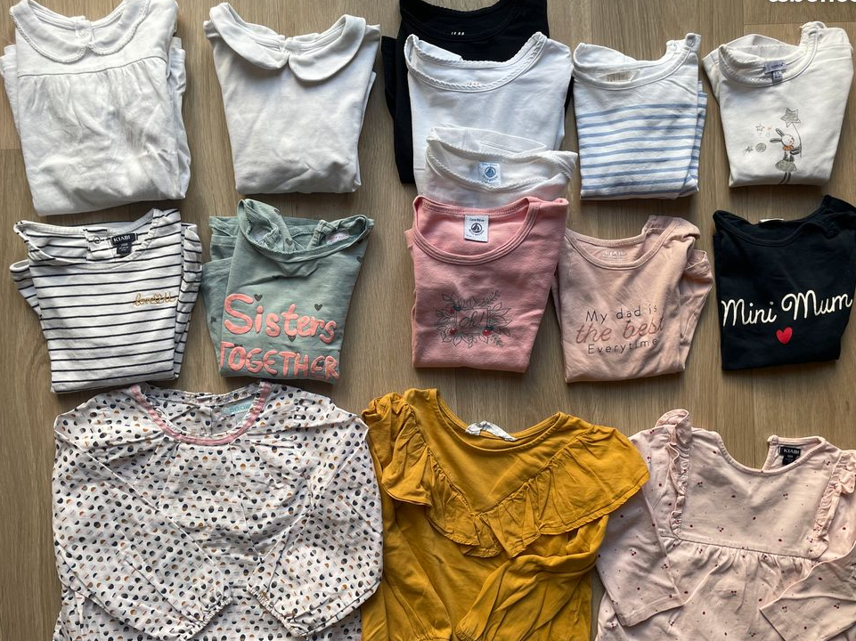 Lot de 17 hauts manches longues fille - 24 mois (Petit Bateau, Okaidi, Petit Pan, etc.)