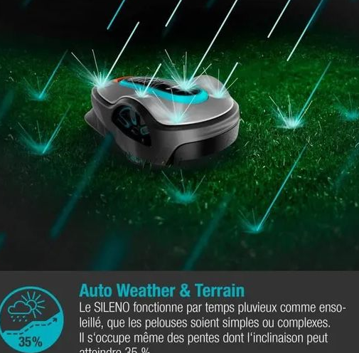 Robot tondeuse GARDENA - SILENO life 1000 - 1000 m² - bluetooth - Remis à neuf par SAV - Facture et garantie 10/2026