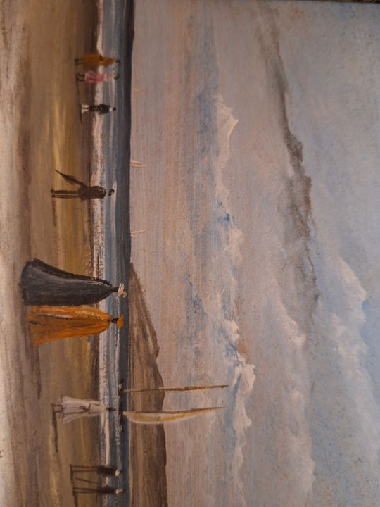 Petit cadre en bois plage rétro 26,5 x 23,5 cm