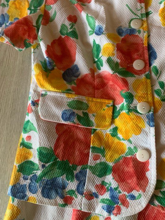 Tailleur jupe en coton fleuri - vintage 80 - taille 36