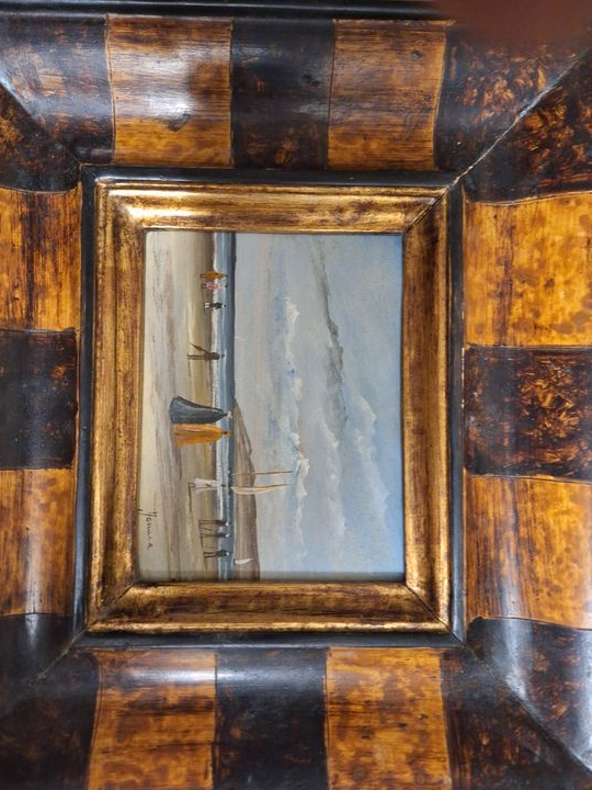 Petit cadre en bois plage rétro 26,5 x 23,5 cm