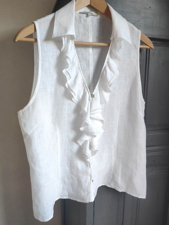 🌼 Très jolie chemisette blanche en lin/ Gérard Darel/Taille 40-42/ Impeccable  🌼