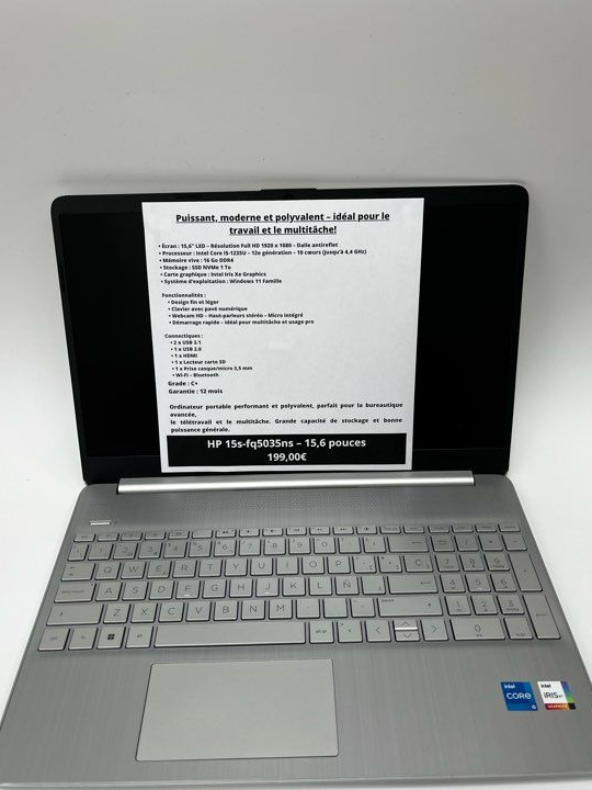 HP 15s i5 12e Gen / 16Go / 1To SSD – Puissant & Polyvalent