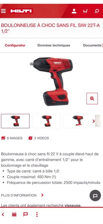 Boulonneuse HILTI SIW 22T-A ( neuve )