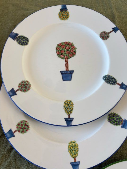 6 assiettes porcelaine arbres fleurs