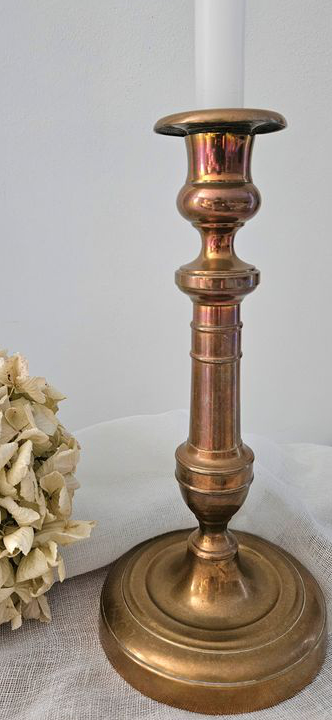 Bougeoir en laiton ancien 26 cm