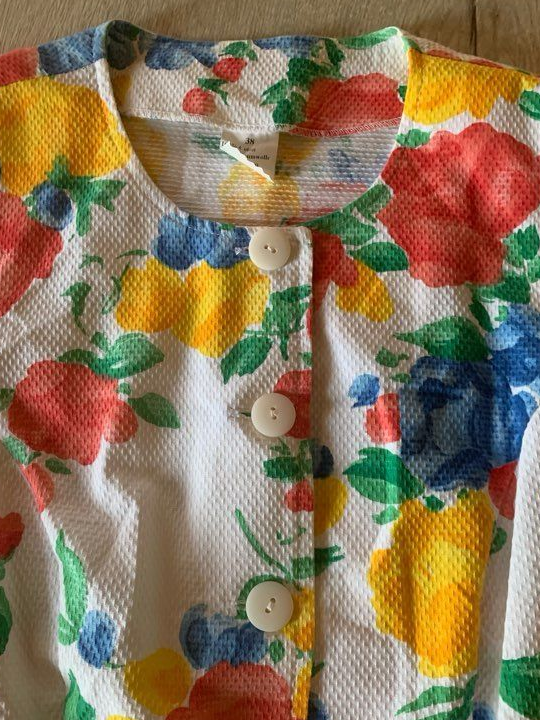 Tailleur jupe en coton fleuri - vintage 80 - taille 36