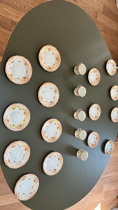 Service à Café / Thé / Dessert en porcelaine anglaise de la fin du 19 ème siècle
