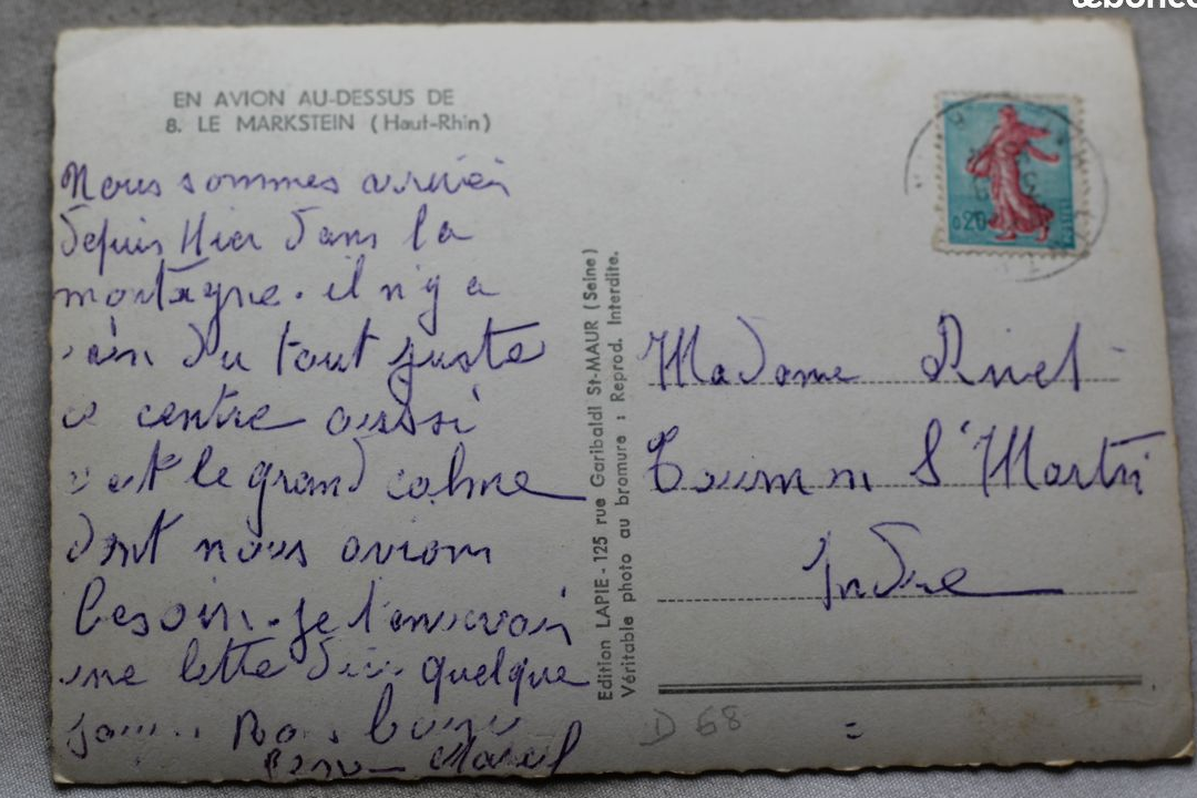 Cpm 1964, en avion au dessus de le Markstein, Haut Rhin, carte postale,vf91