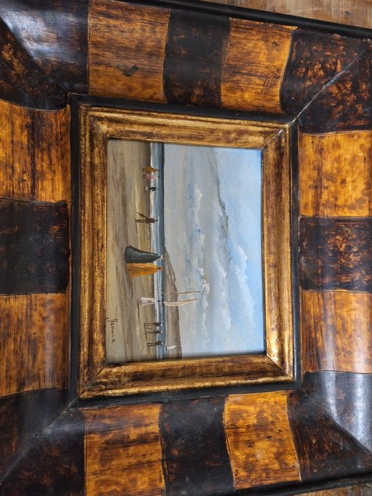 Petit cadre en bois plage rétro 26,5 x 23,5 cm