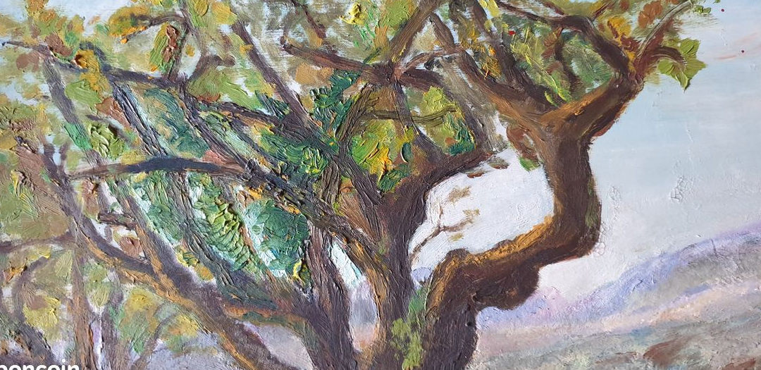 J. Albrand « Huile sur panneau » Paysage des alpilles