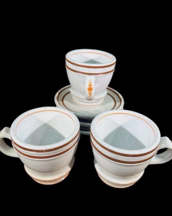 Tasses Brûlot Anciennes X3 Faïence Bistrot Art Déco Café Vintage