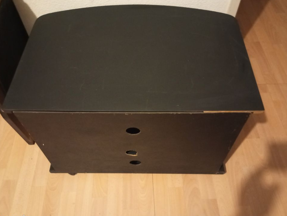 Meuble TV noir avec portes verre fumé rangement meuble television