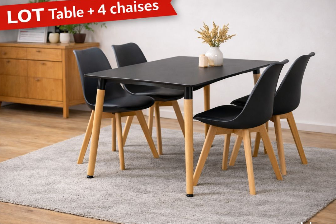 🔥 Table à Manger + 4 chaises Scandinave NEUVE 🔥
