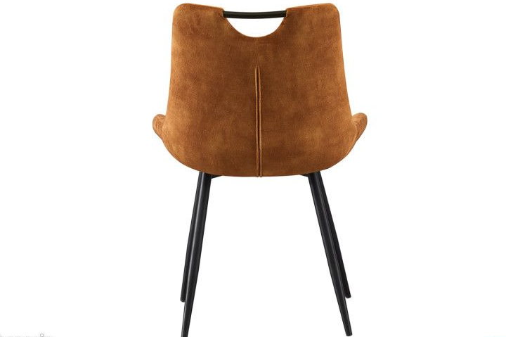 Chaise NINA revêtement PIQUAGE carré velours OR pieds et poignée acier en noirs