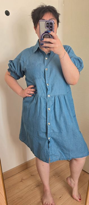 👗 Robe Chemise Jean Bleu – Taille Unique 42/44 💙