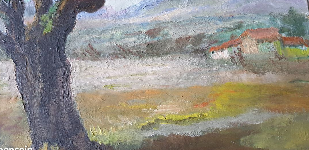 J. Albrand « Huile sur panneau » Paysage des alpilles