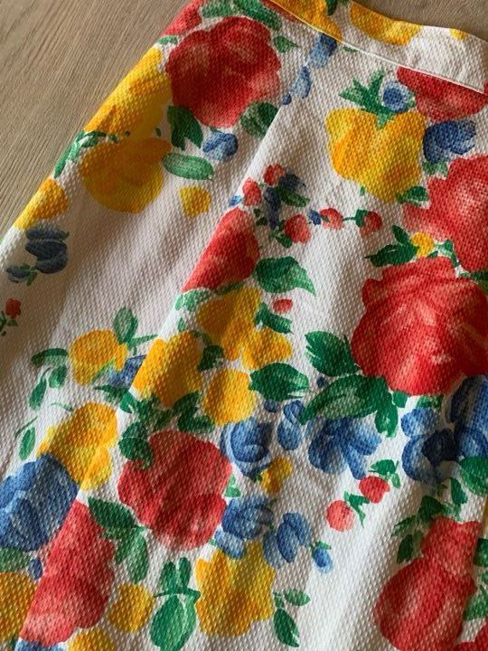 Tailleur jupe en coton fleuri - vintage 80 - taille 36