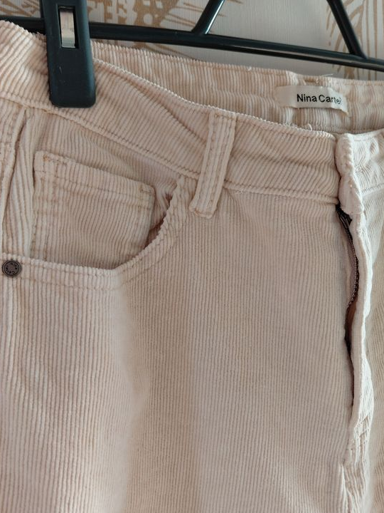 NINA CARTER Pantalon velours crème bootcut MRH49