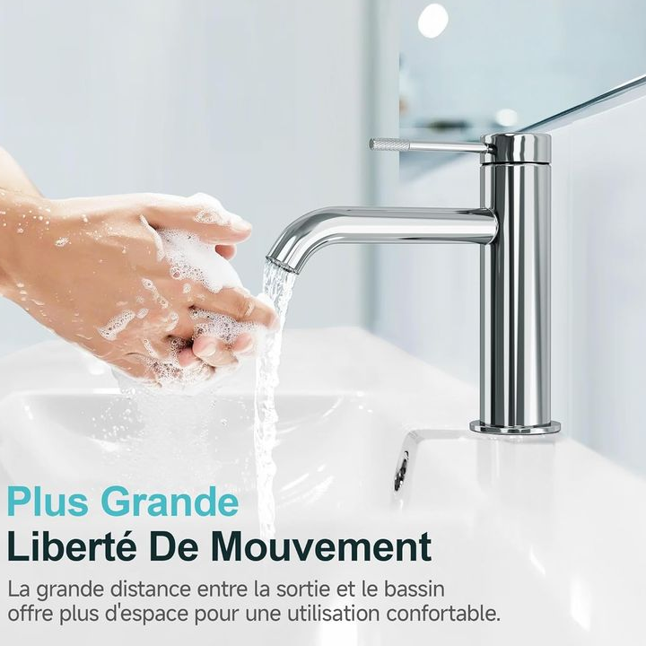 🚿 ROBINET LAVABO MONOCOMMANDE MODERNE CHROME - Bec 86mm - LAITON NEUF 🚿 Marque Alphabath Style Cylindrique - 49,99 Amazon ➤ 42 ICI (avec coupon)