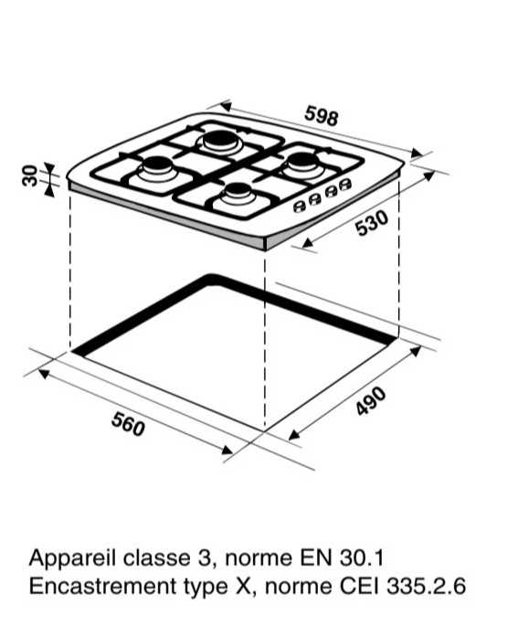 Plaque Encastrable Scholtes 4 Foyers à Gaz 🔥