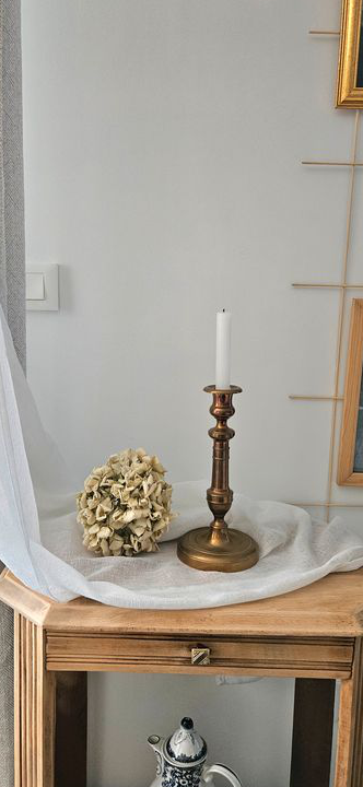 Bougeoir en laiton ancien 26 cm