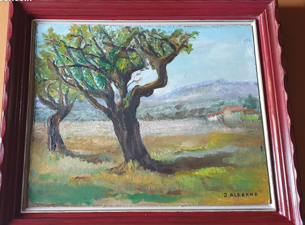 J. Albrand « Huile sur panneau » Paysage des alpilles