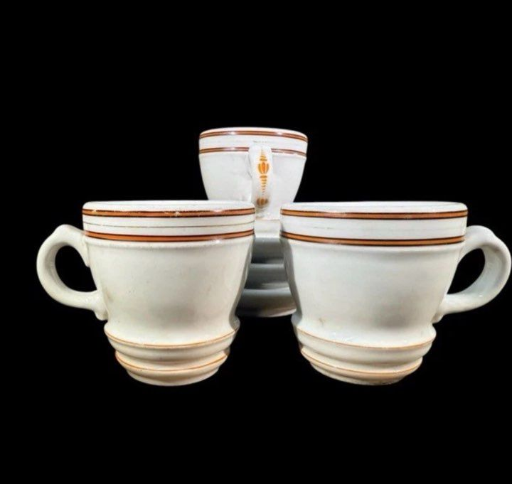 Tasses Brûlot Anciennes X3 Faïence Bistrot Art Déco Café Vintage