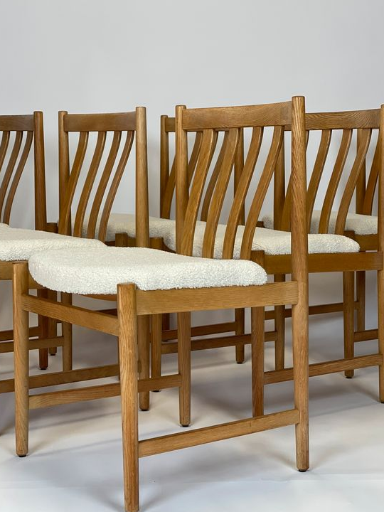Lot de 6 chaises scandinaves des années 60 en chêne