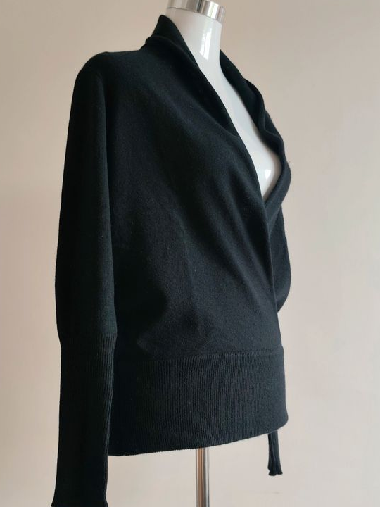 Pull noir col châle croisé - Maison 123 - Maille très douce Taille 40