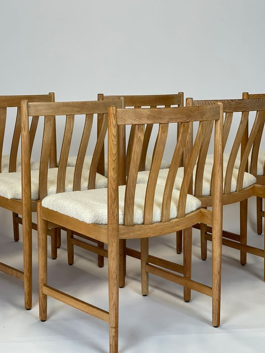 Lot de 6 chaises scandinaves des années 60 en chêne