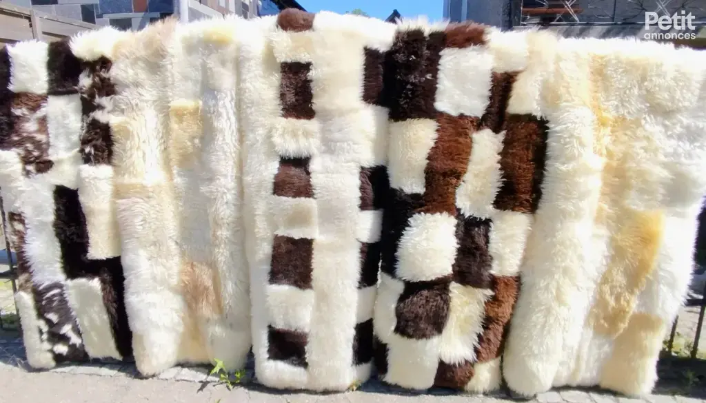 Tapis patchwork en peau de mouton, 2 m