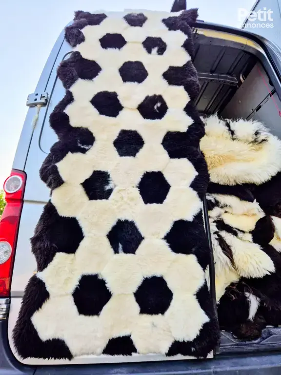Tapis patchwork en peau de mouton, 2 m