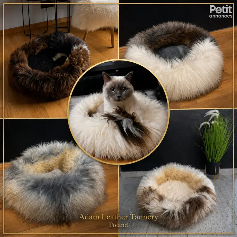 Paniers pour chats en peau de mouton naturelle