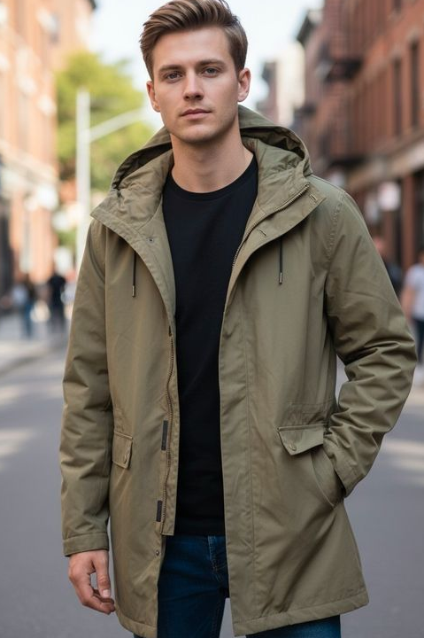 Parka Zara kaki à capuche – Taille M – Très bon état