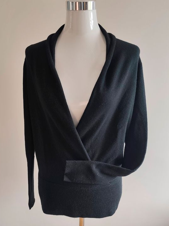 Pull noir col châle croisé - Maison 123 - Maille très douce Taille 40