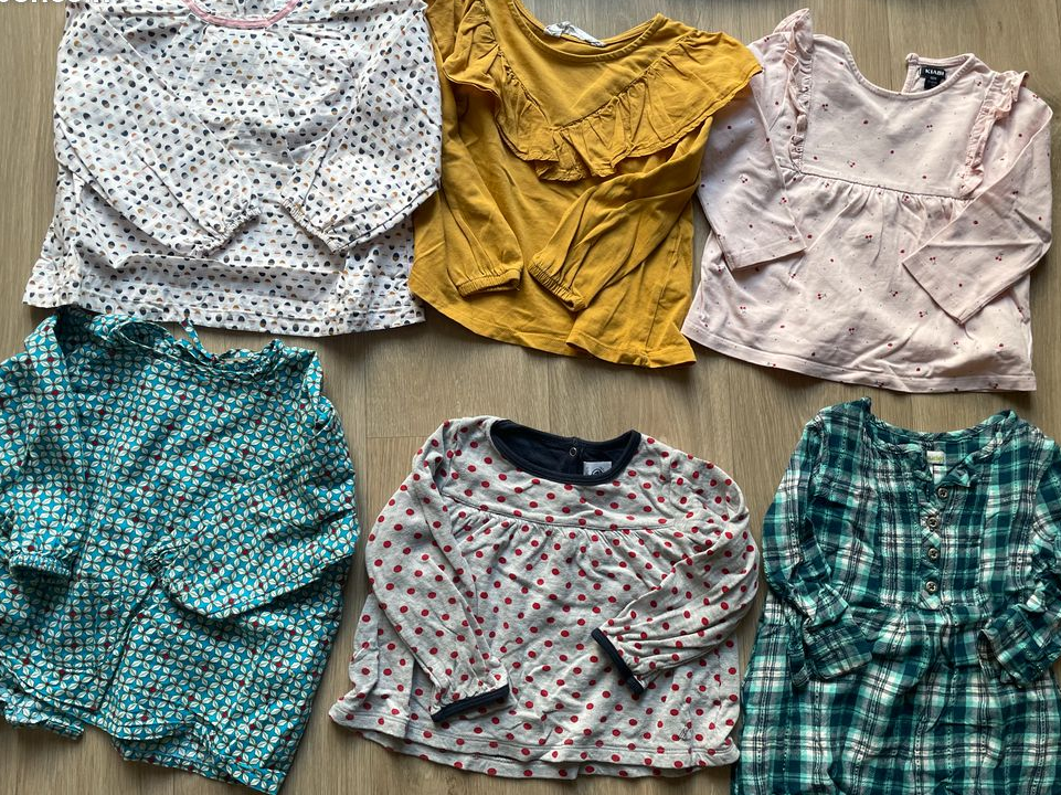 Lot de 17 hauts manches longues fille - 24 mois (Petit Bateau, Okaidi, Petit Pan, etc.)