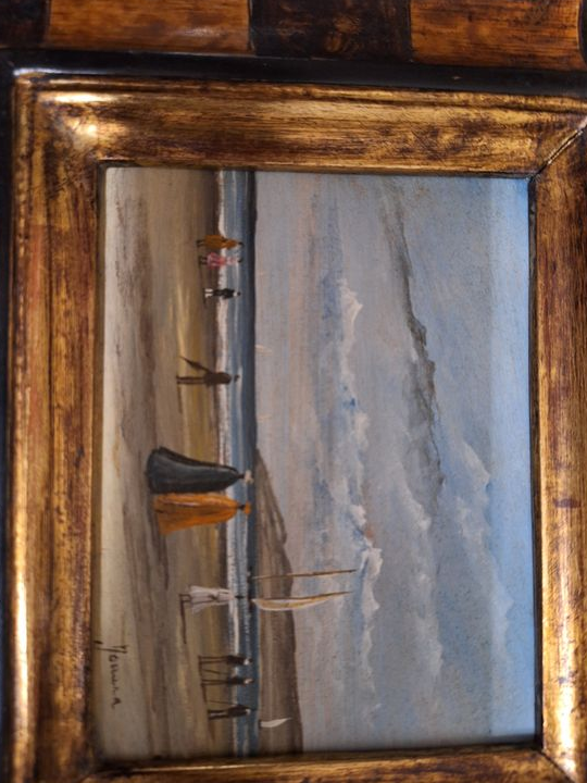 Petit cadre en bois plage rétro 26,5 x 23,5 cm