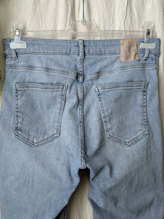 Jean taille haute skinny moulant extensible bleu clair délavé 