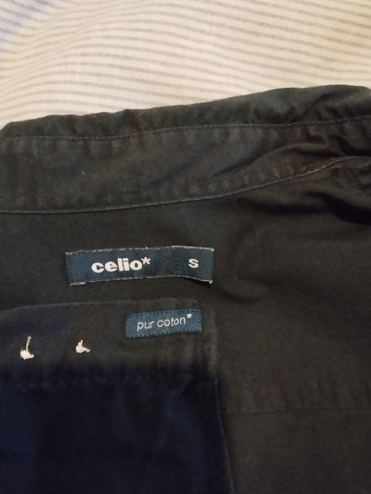 CELIO-Chemise manches longues pure coton Taille S bleue marine